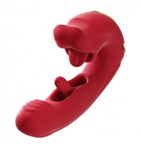 MizzZee - Lip Language Suction Tongue Lick Slap Vibrator (Chargeable - Red Rose)